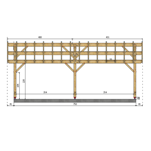 BAYEL 2 pans, lxL 4.5x7.5m SAPIN