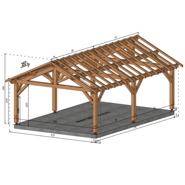 BENDEJUN Auvent 2 pans, lxL 5x7.5m SAPIN