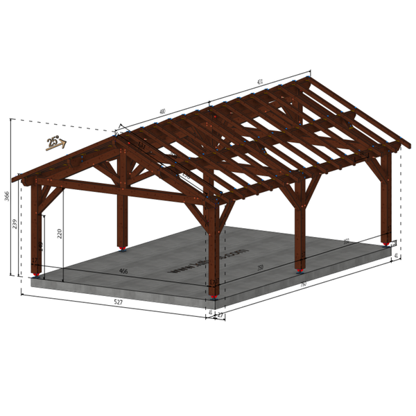BENDEJUN Auvent 2 pans, lxL 5x7.5m SAPIN