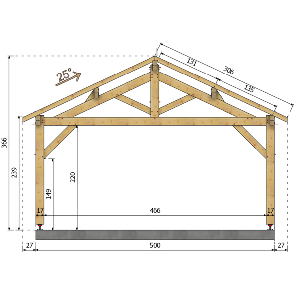 BENDEJUN Auvent 2 pans, lxL 5x7.5m SAPIN