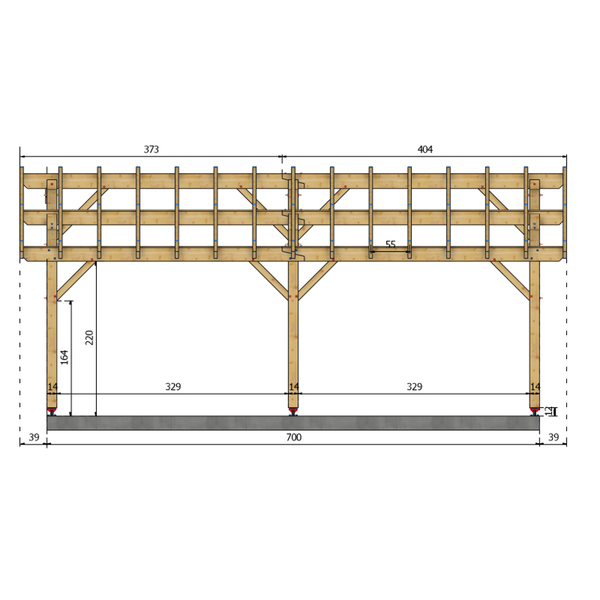 BOLOGNE 2 pans, lxL 4.5x7m SAPIN