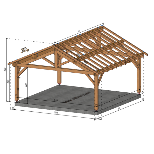 BOUIN Auvent 2 pans, lxL 5.5x5.5m SAPIN