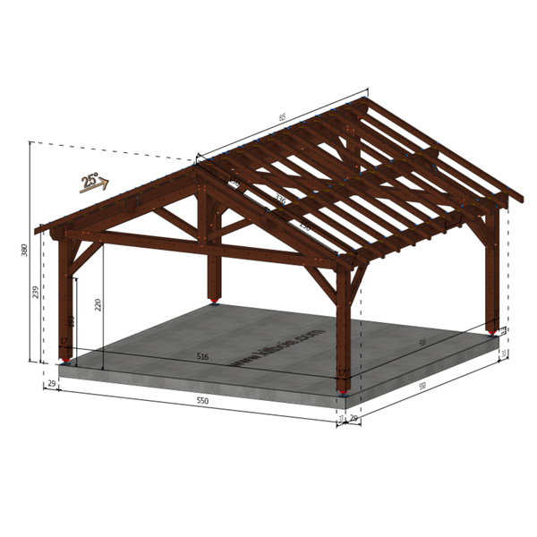 BOUIN Auvent 2 pans, lxL 5.5x5.5m SAPIN