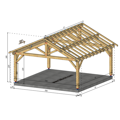BOUIN Auvent 2 pans, lxL 5.5x5.5m SAPIN