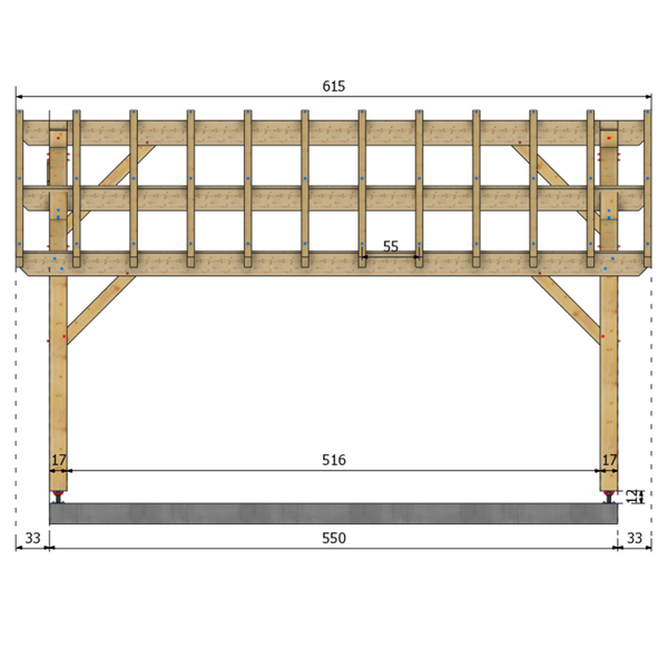 BOUIN Auvent 2 pans, lxL 5.5x5.5m SAPIN