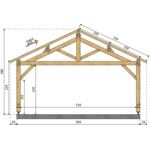 BOUIN Auvent 2 pans, lxL 5.5x5.5m SAPIN