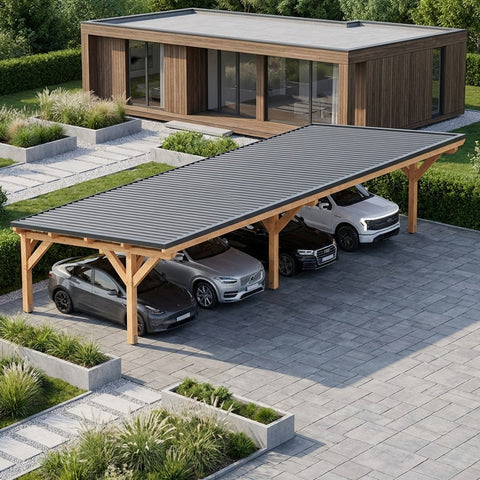 ODESSA / CARPORT4 / POTEAUX DROITS / 4 voitures, lxL 3.82x12.08m / Livraison OFFERTE