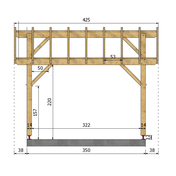 CORGOLOIN Auvent 2 pans, lxL 3.5x3.5m SAPIN