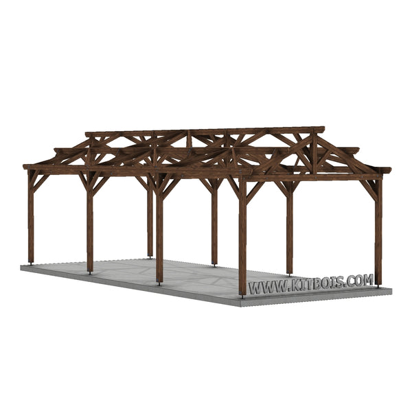 COIMBRA Hangar bois Ouvert / 2 pans  6.0 x 15.17m 25° de pente