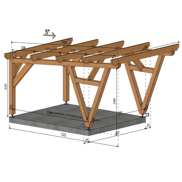 WACO / CARPORT1 POTEAUX V 1 voiture, lxL 3.82x3.23m