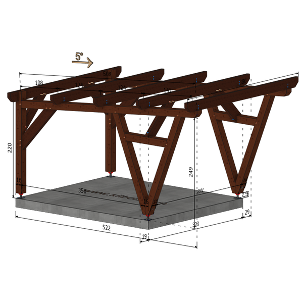 WACO / CARPORT1 POTEAUX V 1 voiture, lxL 3.82x3.23m