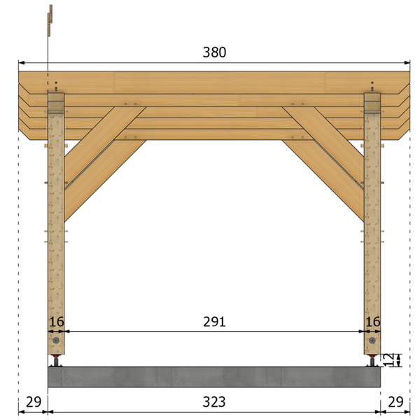 WACO / CARPORT1 POTEAUX V 1 voiture, lxL 3.82x3.23m