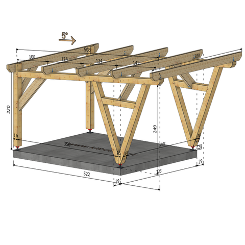 WACO / CARPORT1 POTEAUX V 1 voiture, lxL 3.82x3.23m