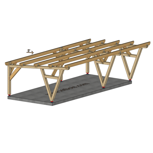 REYNOSA / CARPORT3 POTEAUX V 3 voitures, lxL 3.82x9.19m