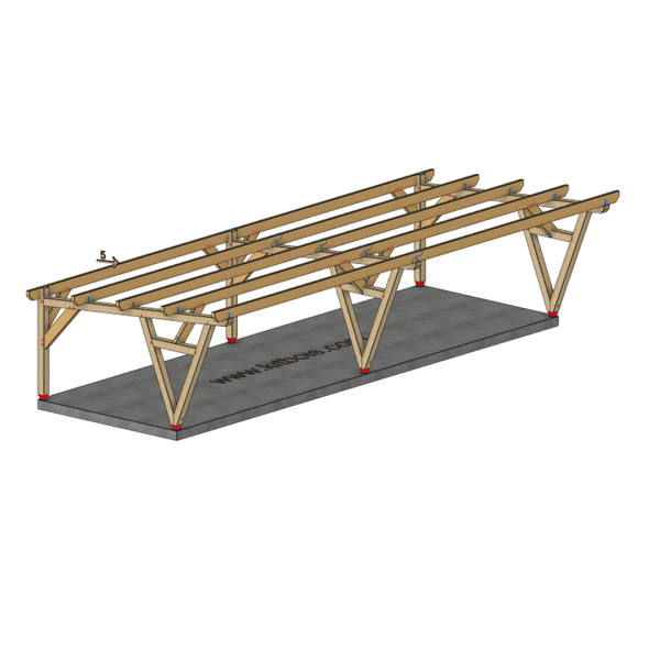 AUSTIN / CARPORT4 POTEAUX V 4 voitures, lxL 3.82x12.08m