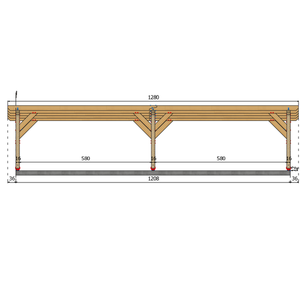 AUSTIN / CARPORT4 POTEAUX V 4 voitures, lxL 3.82x12.08m