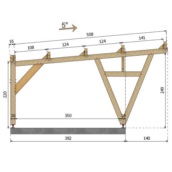 AUSTIN / CARPORT4 POTEAUX V 4 voitures, lxL 3.82x12.08m
