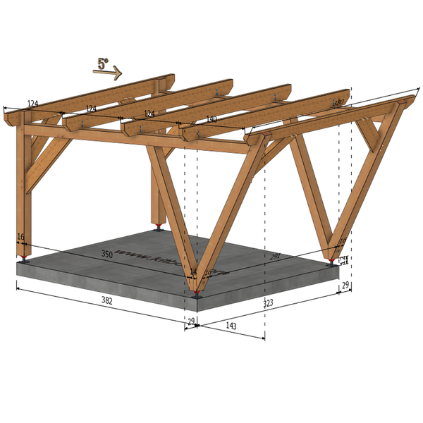 HOUSTON / CARPORT1 POTEAUX V 1 voiture, lxL 3.82x3.23m