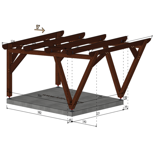 HOUSTON / CARPORT1 POTEAUX V 1 voiture, lxL 3.82x3.23m