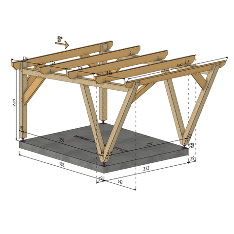 HOUSTON / CARPORT1 POTEAUX V 1 voiture, lxL 3.82x3.23m