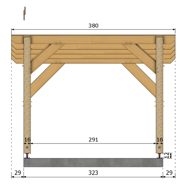 HOUSTON / CARPORT1 POTEAUX V 1 voiture, lxL 3.82x3.23m