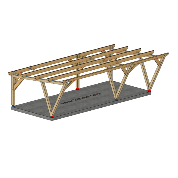PLANO / CARPORT3 POTEAUX V 3 voitures, lxL 3.82x9.19m