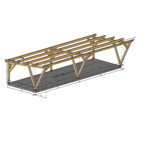 PECOS / CARPORT4 POTEAUX V 4 voitures, lxL 3.82x12.08m