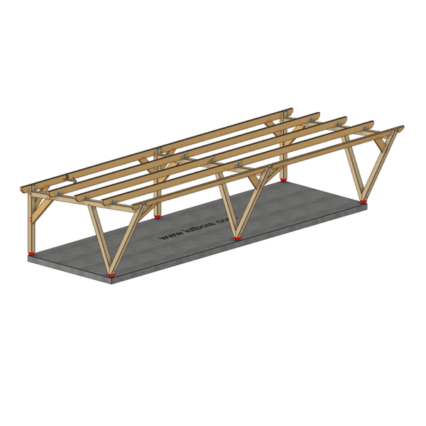 PECOS / CARPORT4 POTEAUX V 4 voitures, lxL 3.82x12.08m