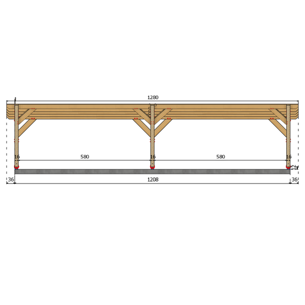 PECOS / CARPORT4 POTEAUX V 4 voitures, lxL 3.82x12.08m
