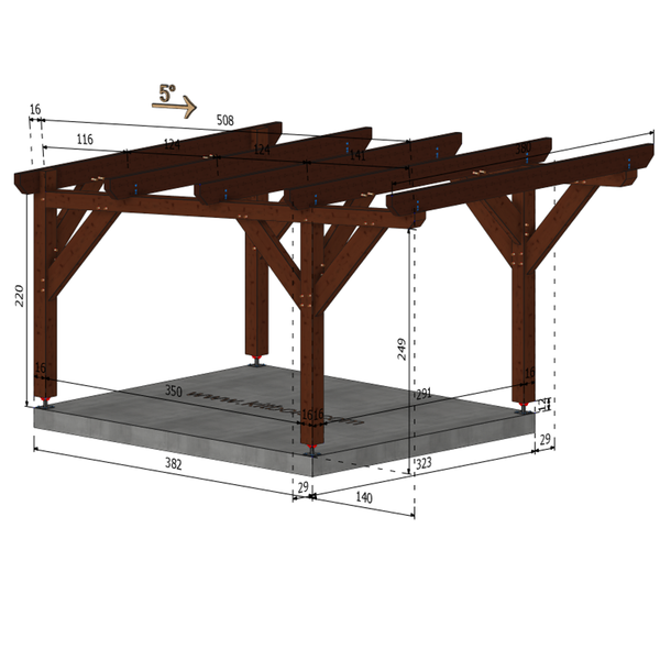 ANDREWS / CARPORT1 POTEAUX DROITS 1 voiture, lxL 3.82x3.23m