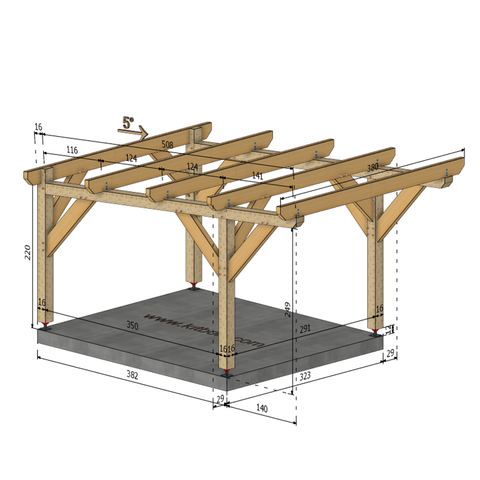 ANDREWS / CARPORT1 POTEAUX DROITS 1 voiture, lxL 3.82x3.23m