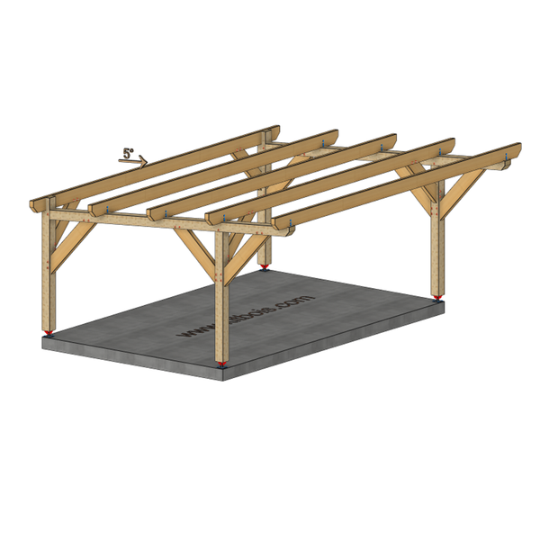 LAREDO / CARPORT2 POTEAUX DROITS 2 voitures, lxL 3.82x6.12m