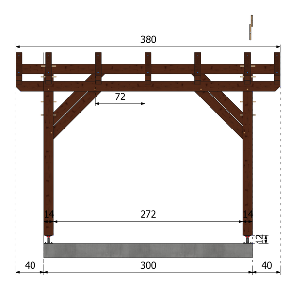 CASABLANCA Pergola Pente 5°, lxL 3x3m SAPIN AUTOCLAVE MARRON