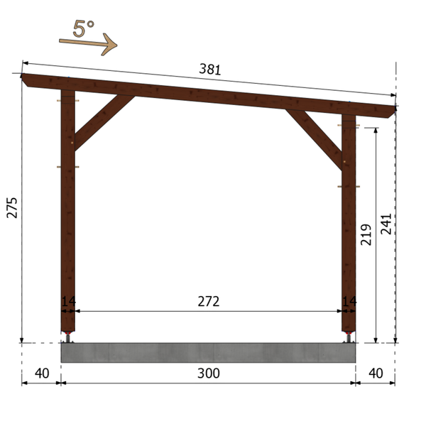 CASABLANCA Pergola Pente 5°, lxL 3x3m SAPIN AUTOCLAVE MARRON