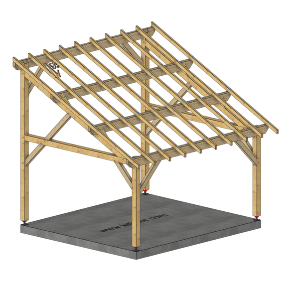 CAVALLINO Auvent monopente, lxL 4x4.5m SAPIN