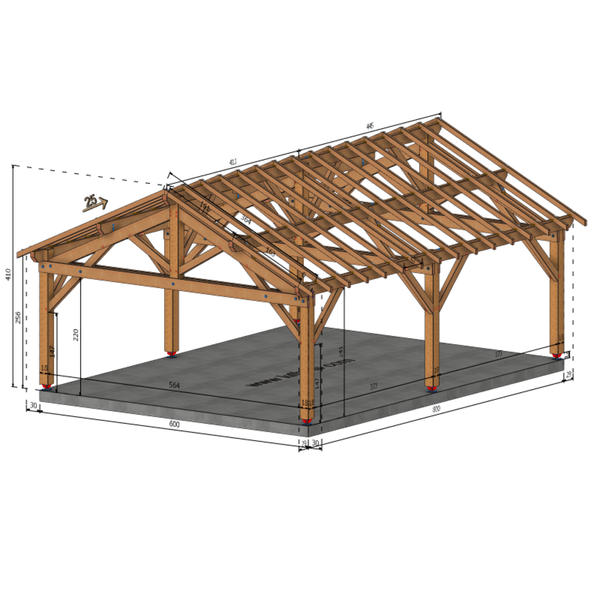 CHAINGY Auvent 2 pans, lxL 6x8m SAPIN