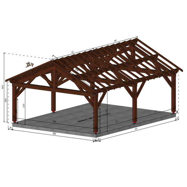 CHAINGY Auvent 2 pans, lxL 6x8m SAPIN