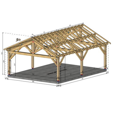 CHAINGY Auvent 2 pans, lxL 6x8m SAPIN