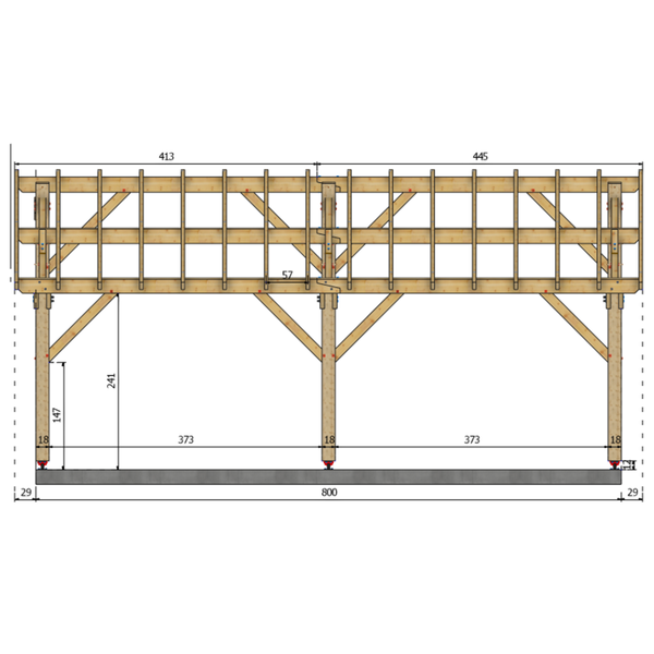 CHAINGY Auvent 2 pans, lxL 6x8m SAPIN