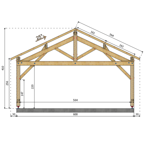 CHAINGY Auvent 2 pans, lxL 6x8m SAPIN