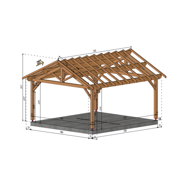 CHALINDREY Auvent 2 pans, lxL 4.5x5m SAPIN