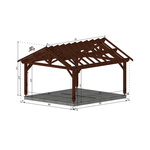 CHALINDREY Auvent 2 pans, lxL 4.5x5m SAPIN