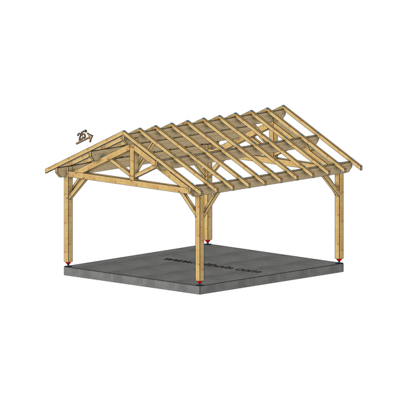CHALINDREY Auvent 2 pans, lxL 4.5x5m SAPIN