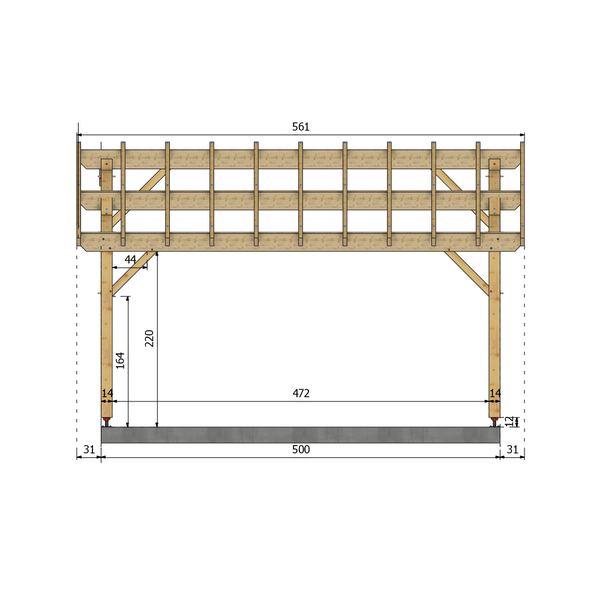 CHALINDREY Auvent 2 pans, lxL 4.5x5m SAPIN