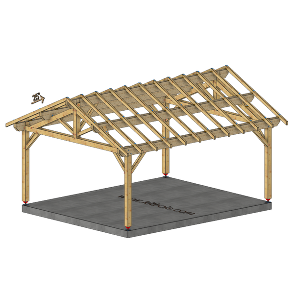 CHAUMONT Auvent 2 pans, lxL 4.5x5.5m SAPIN
