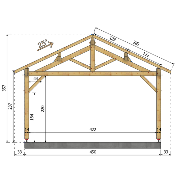 CHAUMONT Auvent 2 pans, lxL 4.5x5.5m SAPIN