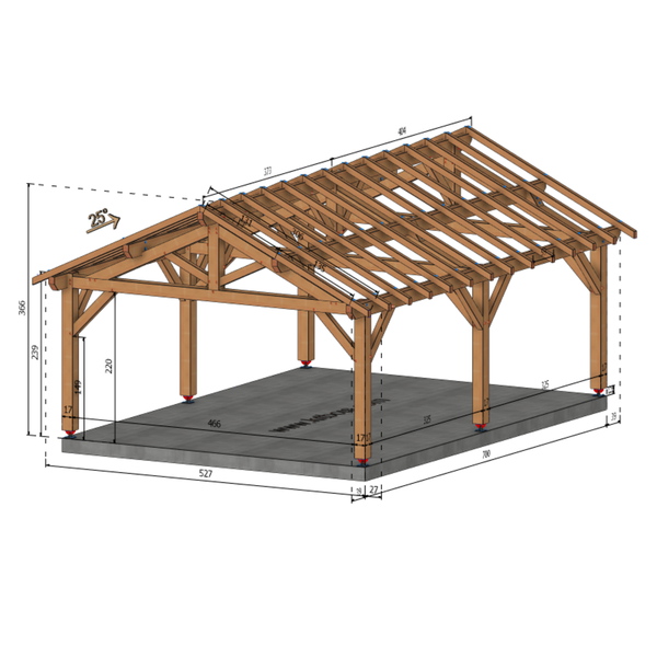 CONTES Auvent 2 pans, lxL 5x7m SAPIN