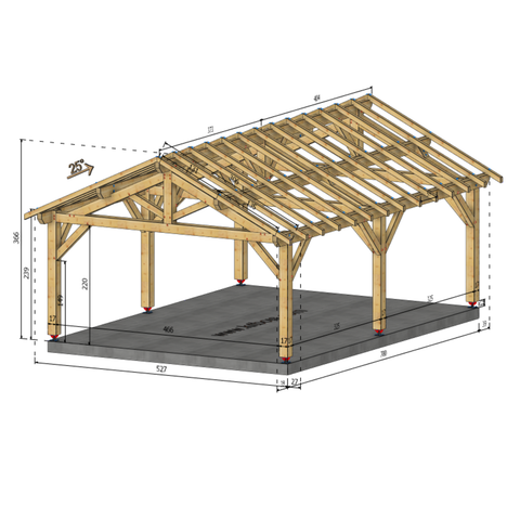 CONTES Auvent 2 pans, lxL 5x7m SAPIN