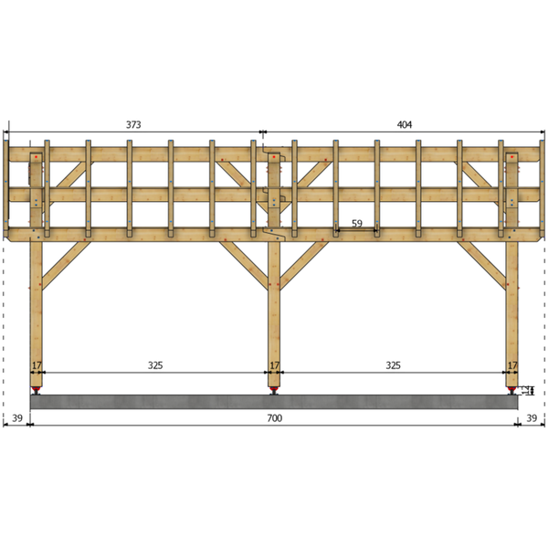CONTES Auvent 2 pans, lxL 5x7m SAPIN