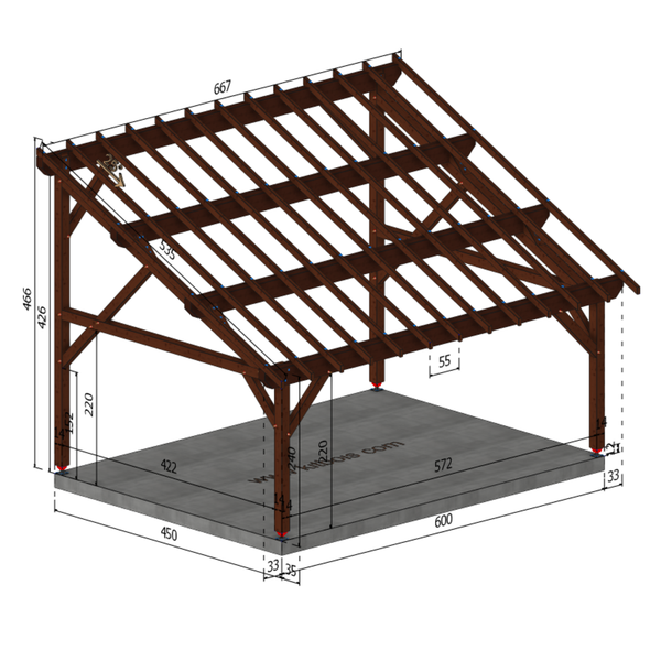 CREMONE Auvent monopente, lxL 4.5x6m SAPIN